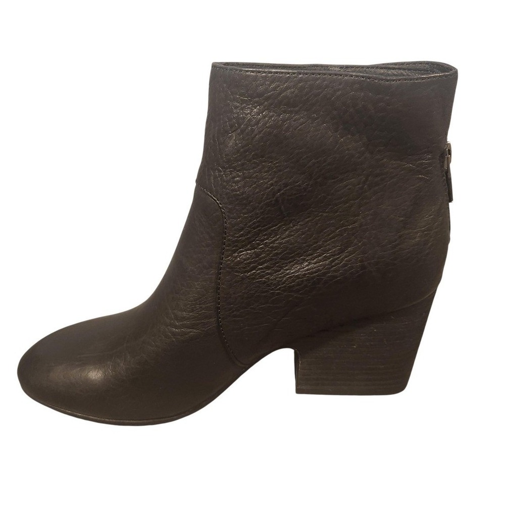 Eileen Fisher Boots Womens Size 8 Black Pebbled Leather Wedge Ankle Booties zip